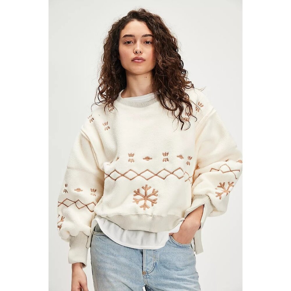 SOLD OUT NWT FP Tricia Fix Chainstitch Snowflake Cozy Sweatshirt